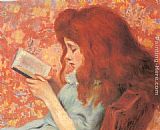 Reading Canvas Paintings - Young Girl Reading
